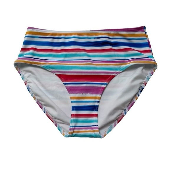 Venus Multi Stripe Rainbow Two-Piece High Waist Triangle Top Bikini, S/M - Picture 5 of 9